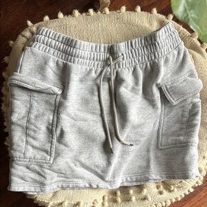 Gray Cargo Mini Skirt